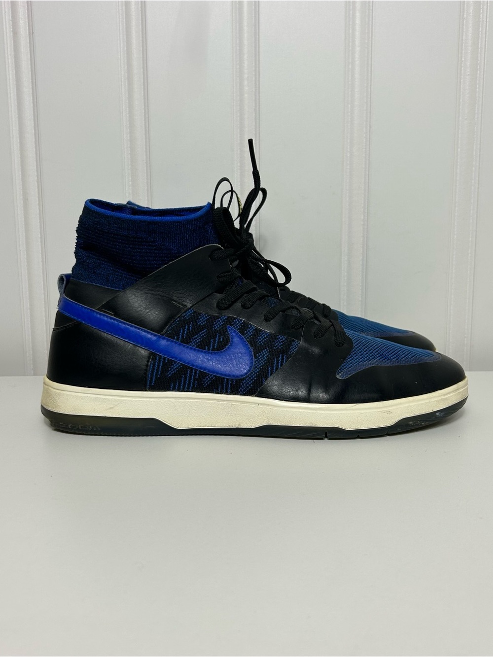 Nike sb dunk high elite flyknit terpening black blue white fair cond. men’s 10.5